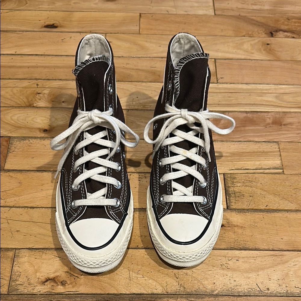 Converse Brown and White High-Top Sneakers Classic Design